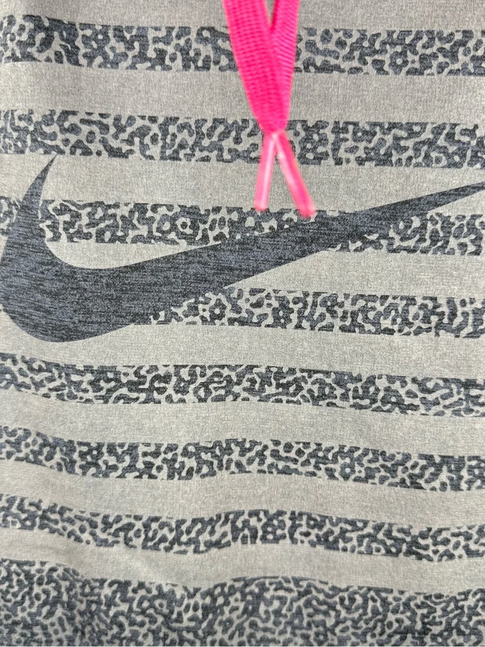 Nike Therma-FIT Gray Pink Pullover Hoodie XS Striped Swoosh Fleece